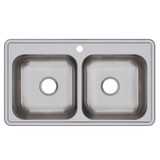 Elkay Dayton Stainless Steel 33" x 19" x 8", 1-Hole Equal Double Bowl Drop-in Sink