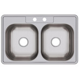 Elkay Dayton Stainless Steel 33" x 21-1/4" x 6-9/16", 2-Hole Equal Double Bowl Drop-in Sink