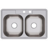 Elkay Dayton Stainless Steel 33" x 21-1/4" x 6-9/16", MR2-Hole Equal Double Bowl Drop-in Sink