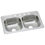 Elkay Dayton Stainless Steel 33" x 21-1/4" x 8-1/16", 0-Hole Equal Double Bowl Drop-in Sink