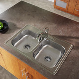 Elkay Dayton Stainless Steel 33" x 22" x 6-9/16" 2-Hole Equal Double Bowl Drop-in Sink