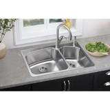 Elkay Dayton Stainless Steel 33" x 22" x 8" 1-Hole 60/40 Double Bowl Dual Mount Sink