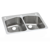 Elkay Dayton Stainless Steel 33" x 22" x 8", 1-Hole Equal Double Bowl Dual Mount Sink