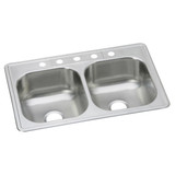 Elkay Dayton Stainless Steel 33" x 22" x 8-1/16" 5-Hole Equal Double Bowl Drop-in Sink