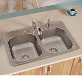 Elkay Dayton Stainless Steel 33" x 22" x 8-1/16" 5-Hole Equal Double Bowl Drop-in Sink