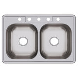 Elkay Dayton Stainless Steel 33" x 22" x 8-1/16" 5-Hole Equal Double Bowl Drop-in Sink