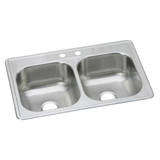 Elkay Dayton Stainless Steel 33" x 22" x 8-1/16", 2-Hole Equal Double Bowl Drop-in Sink Elkay Dayton Stainless Steel 33" x 22" x 8-1/16", 2-Hole Equal Double Bowl Drop-in Sink