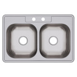 Elkay Dayton Stainless Steel 33" x 22" x 8-1/16", 2-Hole Equal Double Bowl Drop-in Sink Elkay Dayton Stainless Steel 33" x 22" x 8-1/16", 2-Hole Equal Double Bowl Drop-in Sink