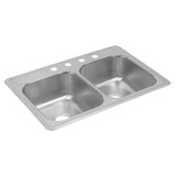 Elkay Dayton Stainless Steel 33" x 22" x 8-3/16", 0-Hole Equal Double Bowl Drop-in Sink