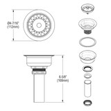 Elkay 3-1/2" Drain Fitting Stainless Steel Body with Strainer Basket Matte Finish