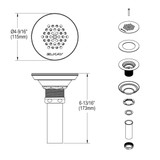 Elkay 3-1/2"Drain Nickel Plated Brass Body Vandal-resistant Strainer and Tailpiece