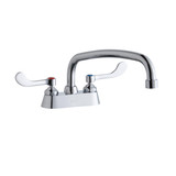 Elkay 4" Centerset with Exposed Deck Faucet with 12" Arc Tube Spout 4" Wristblade Handles
