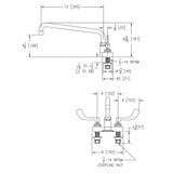 Elkay 4" Centerset with Exposed Deck Faucet with 12" Arc Tube Spout 4" Wristblade Handles