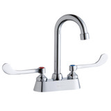 Elkay 4" Centerset with Exposed Deck Faucet with 4" Gooseneck Spout 6" Wristblade Handles Chrome