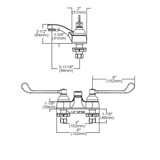 Elkay 4" Centerset with Exposed Deck Faucet with Pop-up Drain Integral Spout 6" Wristblade Handles
