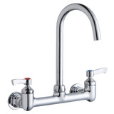 Elkay 8" Centerset Deck Mount Laminar Flow Faucet w/5" Gooseneck Spout 2in Lever Handles 1/2" Offset Inlet Chrome