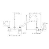 Elkay 8" Centerset Deck Mount Laminar Flow Faucet w/5" Gooseneck Spout 4" Wristblade Handles 1/2" Offset Inlets+Stop