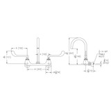 Elkay 8" Centerset Deck Mount Laminar Flow Faucet with 5" Gooseneck Spout 6" Wristblade Handles 1/2" Offset Inlets