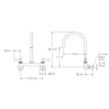 Elkay 8" Centerset Deck Mount Laminar Flow Faucet with 8" Gooseneck Spout 2" Lever Handles 1/2" Offset Inlets+Stop