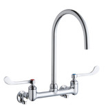Elkay 8" Centerset Deck Mount Laminar Flow Faucet with 8" Gooseneck Spout 6" WristbladeHandle 1/2" Offset Inlets+Stop