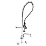 Elkay 8" Centerset Exposed Deck Mount Faucet 44in Flexible Hose with 1.2 GPM Spray Head + 10" Arc Tube Spout 2" Lever Handles