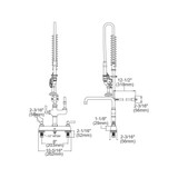 Elkay 8" Centerset Exposed Deck Mount Faucet 44in Flexible Hose with 1.2 GPM Spray Head + 12" Arc Tube Spout 2" Lever Handles