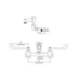 Elkay 8" Centerset Wall Mount Faucet 3" Bucket Hook Spt 6" Wristblade Handles 1/2" Offset Inlets+Stop Polished Chrome