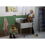 Elkay 8" Centerset Wall Mount Faucet 44" Flexible Hose w/1.2 GPM Spray Head 2" Lever Handles 1.2 GPM Spray Head