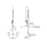 Elkay 8" Centerset Wall Mount Faucet 44" Flexible Hose with 1.2 GPM Spray Head + 10" Arc Tube Spout 2" Lever Handles