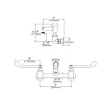 Elkay 8" Centerset Wall Mount Faucet w/3" Bucket Hook Spout 6" Wristblade Handles 1/2" Offset Inlet Polished Chrome