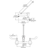 Elkay 8" Centerset Wall Mount Faucet w/7" Bucket Hook Spt 4in Wristblade Handles 1/2" Offset Inlet Polished Chrome