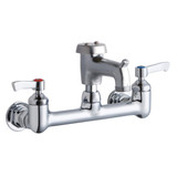 Elkay 8" Centerset Wall Mount Faucet with 3" Bucket Hook Spout 2" Lever Handles 1/2" Offset Inlets Rough Chrome
