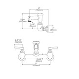Elkay 8" Centerset Wall Mount Faucet with 3" Bucket Hook Spout 2" Lever Handles 1/2" Offset Inlets Rough Chrome