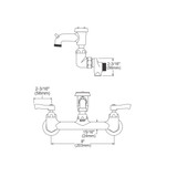 Elkay 8" Centerset Wall Mount Faucet with 3" Bucket Hook Spt 2in Lever Handles 1/2" Offset Inlets+Stop Polished Chrome