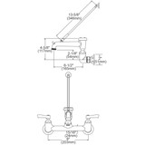 Elkay 8" Centerset Wall Mount Faucet with 7" Bucket Hook Spout 2" Lever Handles 1/2" Offset Inlets Rough Chrome
