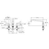 Elkay 8" Centerset with Concealed Deck Faucet with 12" Arc Tube Spout 4" Wristblade Handles Chrome