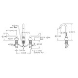 Elkay 8" Centerset with Concealed Deck Faucet with 4" Gooseneck Spout 6" Wristblade Handles Chrome