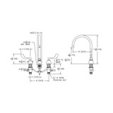 Elkay 8" Centerset with Concealed Deck Faucet with 5" Gooseneck Spout 4" Wristblade Handles Chrome