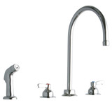 Elkay 8" Centerset with Concealed Deck Faucet with 8" Gooseneck Spout 2" Lever Handles with Side Spray Chrome