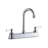 Elkay 8" Centerset with Exposed Deck Faucet with 4" Gooseneck Spout 2" Lever Handles Chrome