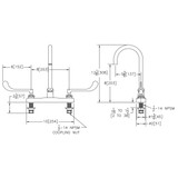 Elkay 8" Centerset with Exposed Deck Laminar Flow Faucet with 5" Gooseneck Spout 6" Wristblade Handles Chrome