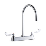 Elkay 8" Centerset with Exposed Deck Laminar Flow Faucet with 8" Gooseneck Spout 4" Wristblade Handles Chrome