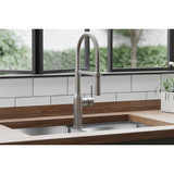 Elkay Avado Single Hole Kitchen Faucet with Semi-professional Spout and Forward Only Lever Handle Lustrous Steel