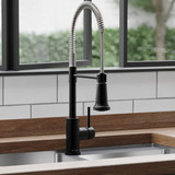Elkay Avado Single Hole Kitchen Faucet with Semi-professional Spout and Lever Handle Matte Black and Chrome