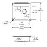 Elkay Celebrity Stainless Steel 19-1/2" x 19" x 5-1/2" MR2-Hole Single Bowl Drop-in ADA Sink with Quick-clip and Right Drain
