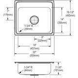 Elkay Celebrity Stainless Steel 22" x 19-1/2" x 7-1/8", 3-Hole Single Bowl Drop-in Sink