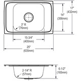 Elkay Celebrity Stainless Steel 25" x 17" x 6-1/2", 4-Hole Single Bowl Drop-in Classroom ADA Sink