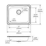 Elkay Celebrity Stainless Steel 25" x 21-1/4" x 5-3/8", 0-Hole Single Bowl Drop-in Sink
