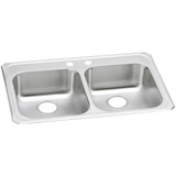 Elkay Celebrity Stainless Steel 33" x 21-1/4" x 5-3/8" 2-Hole Equal Double Bowl Drop-in Sink