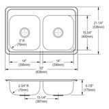 Elkay Celebrity Stainless Steel 33" x 21-1/4" x 6-7/8" 3-Hole Equal Double Bowl Drop-in Sink
